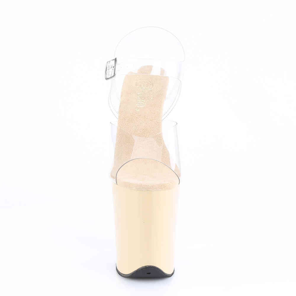 Pleaser - FLAMINGO808 KnöchelriemenSandale, Poledance Schuhe - Pole dance schuhe - Creme/Transparent